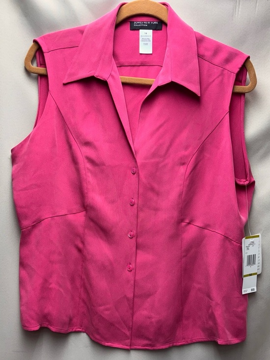 Jones New York Tops - Jones NY NWT 100% Silk Fuschia Sleeveless button down Top Size 14